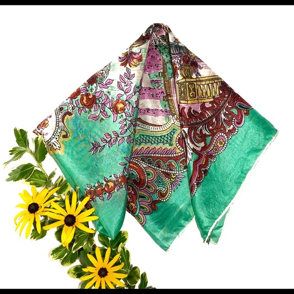 Vintage Accessories - Vintage Silk TAP COMO Scarf, Victorian scene 🧣